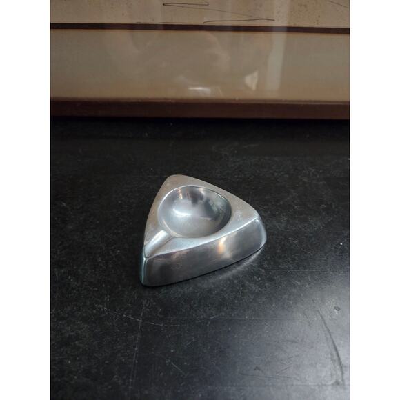 Vintage Aluminum Ashtray 3.5" Mid Century Modern Space Age Triangular Design - Picture 2 of 5